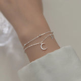 Mewanry Double Star Moon Bracelet for Women