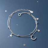 Mewanry Double Star Moon Bracelet for Women
