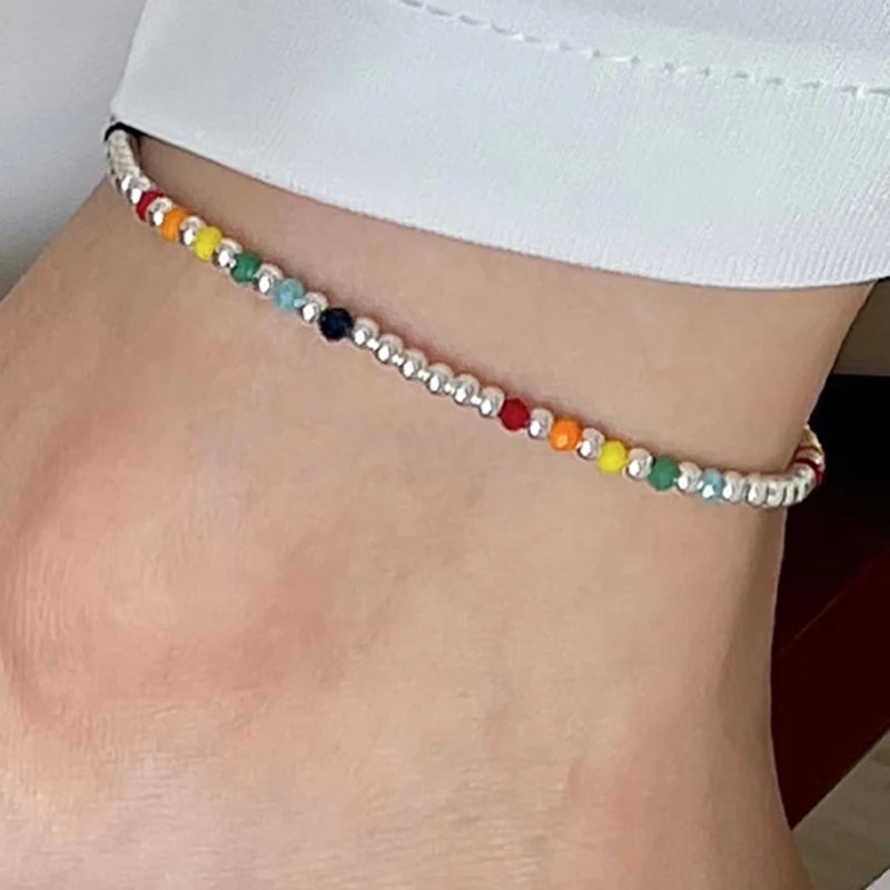 Mewanry Multicolor Bead Chain Anklet for Women Couples