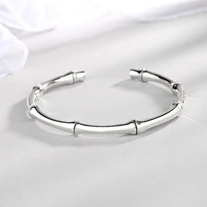 Mewanry Silver Bamboo Opening Bracelet Vintage Holiday Party Jewelry