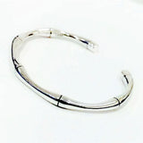 Mewanry Silver Bamboo Opening Bracelet Vintage Holiday Party Jewelry