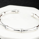 Mewanry Silver Bamboo Opening Bracelet Vintage Holiday Party Jewelry