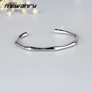 Mewanry Silver Bamboo Opening Bracelet Vintage Holiday Party Jewelry