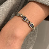 Mewanry Silver Zircon Graffiti Bracelet For Women