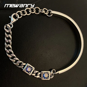 Mewanry Silver Zircon Graffiti Bracelet For Women