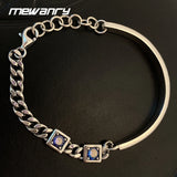 Mewanry Silver Zircon Graffiti Bracelet For Women