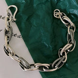 Mewanry Silver Bracelet Vintage Punk Rock Thick Chain Jewelry