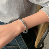 Mewanry Silver Bracelet Vintage Weave Pattern Jewelry