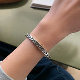Mewanry Silver Bracelet Vintage Weave Pattern Jewelry