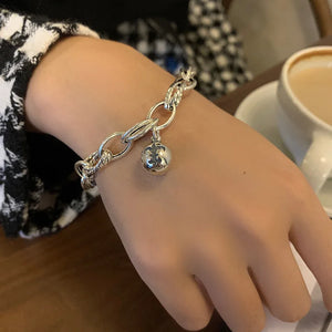 Mewanry Silver Couples Bracelet Punk Hip Hop Vintage Creative Thick Chain Bells