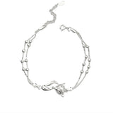 Mewanry Silver Fox Geometric Bracelet Double-layered Chain for Women