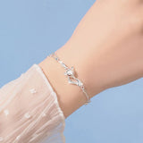 Mewanry Silver Fox Geometric Bracelet Double-layered Chain for Women