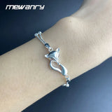 Mewanry Silver Fox Geometric Bracelet Double-layered Chain for Women