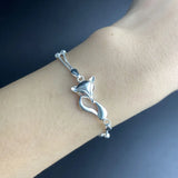 Mewanry Silver Fox Geometric Bracelet Double-layered Chain for Women