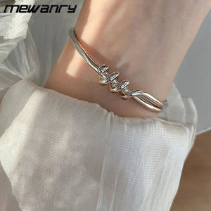 Mewanry Silver Knotted Opening Bracelet for Women INS Vintage Party Jewelry
