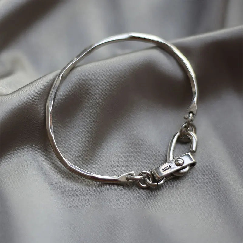 Mewanry Silver Lock Knot Bracelet for Women Vintage INS Personality