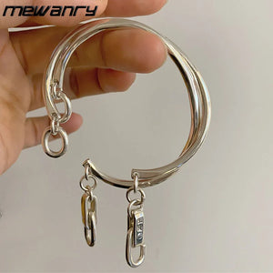 Mewanry Silver Lock Knot Bracelet for Women Vintage INS Personality
