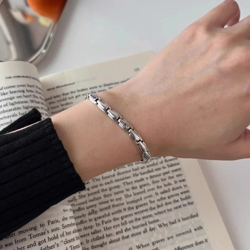 Mewanry Silver Zircon Bracelet Vintage Birthday Jewelry