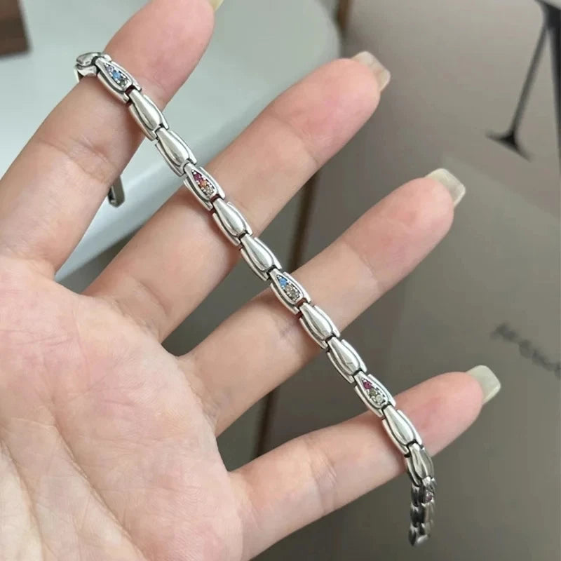 Mewanry Silver Zircon Bracelet Vintage Birthday Jewelry