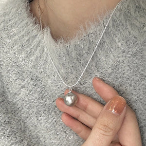 Mewanry Silver Pearl Pendant Necklace for Women Sweet Sweater Chain