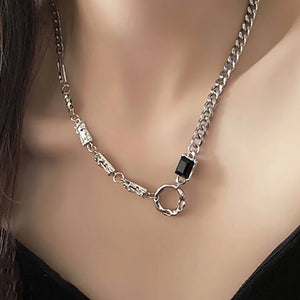 Silver Sparkling Zircon Clavicle Chain Women Couples Necklace