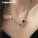Silver Sparkling Zircon Clavicle Chain Women Couples Necklace