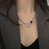 Silver Sparkling Zircon Clavicle Chain Women Couples Necklace