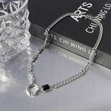 Silver Sparkling Zircon Clavicle Chain Women Couples Necklace