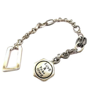 Mewanry Silver Vintage Hexagonal Geometry Hiphop Couples Bracelet