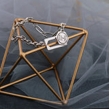 Mewanry Silver Vintage Hexagonal Geometry Hiphop Couples Bracelet
