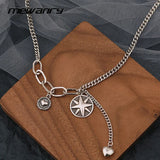 Mewanry Star Heart Pendant Silver Necklace for Women Thai Silver Jewelry