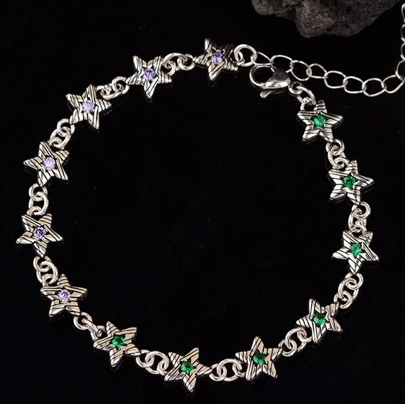 Mewanry Sparkling Zircon Bracelet For Women Vintage Star Geometric