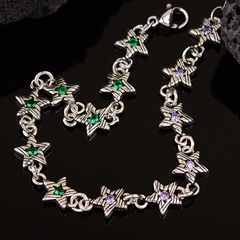 Mewanry Sparkling Zircon Bracelet For Women Vintage Star Geometric