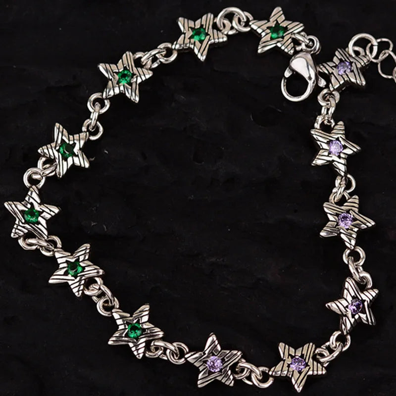 Mewanry Sparkling Zircon Bracelet For Women Vintage Star Geometric