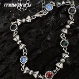 Mewanry Sparkling Zircon Chain Bracelet Vintage Bow-knot