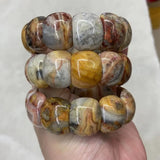 Mexican Crazy Lace Agate Sardonyx Bracelet Natural Gemstone Beads Bangle