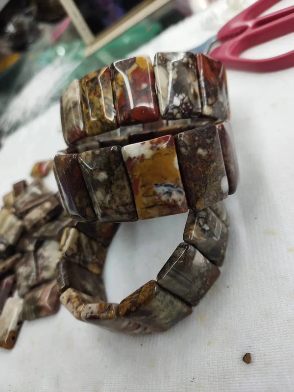 Mexican Crazy Lace Agate/Sardonyx Bracelet Gemstone Beads Bangle
