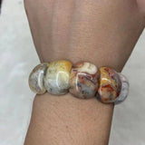 Mexican Crazy Lace Agate Sardonyx Bracelet Natural Gemstone Beads Bangle