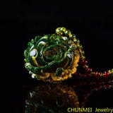 Mexico Amber Pendant Peony Flower Necklace Raw Ore Amber Rose Pendant