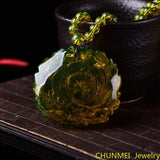 Mexico Amber Pendant Peony Flower Necklace Raw Ore Amber Rose Pendant