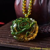 Mexico Amber Pendant Peony Flower Necklace Raw Ore Amber Rose Pendant