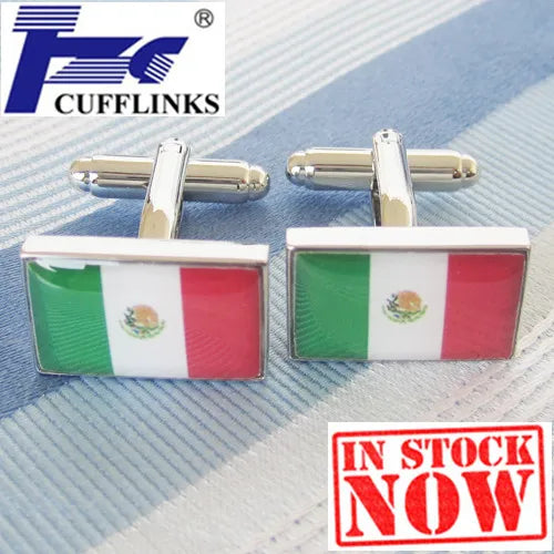 Mexico Flag Cufflink Cuff Link 2 Pairs