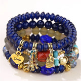 Colorful Beads Charms Bracelet Multilayer Cuff Jewelry