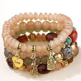 Colorful Beads Charms Bracelet Multilayer Cuff Jewelry