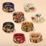 Colorful Beads Charms Bracelet Multilayer Cuff Jewelry