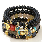 Colorful Beads Charms Bracelet Multilayer Cuff Jewelry