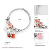 Charm Bracelet & Bangle with Crystal Bead Heart Bracelets for Women
