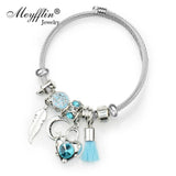 Charm Bracelet & Bangle with Crystal Bead Heart Bracelets for Women