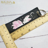 PC Embroidery Keychain Pink Nine-tailed Fox Keyring Women Porte Clef Key Chain
