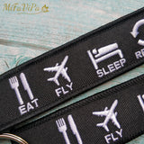 EAT FLY SLEEP REPEAT Aviation Keychain Trinket Strap Embroidery Gift Flight Crew